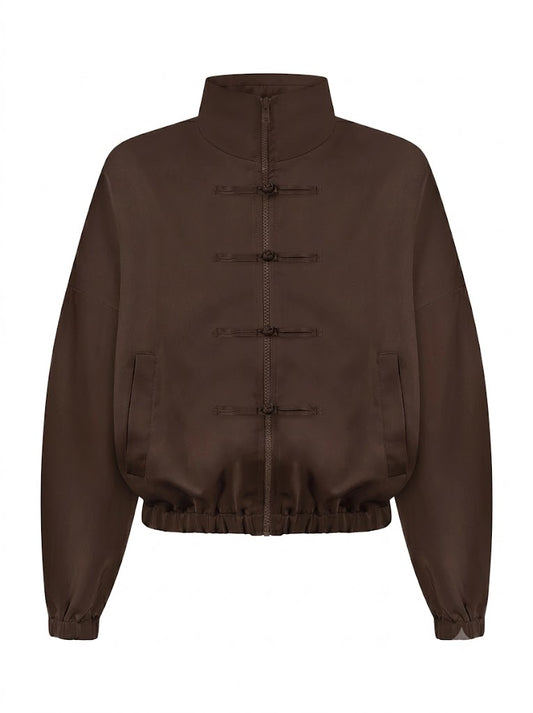 Chocolate satin bomber jacket