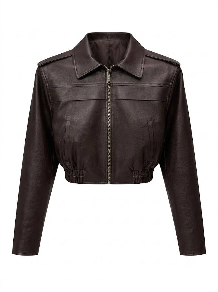 Laila dark brown leather jacket