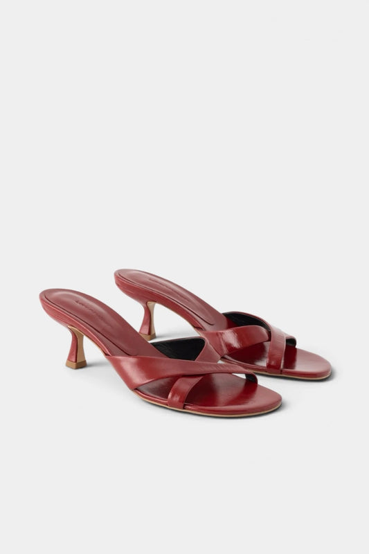 Debra red leather clogs