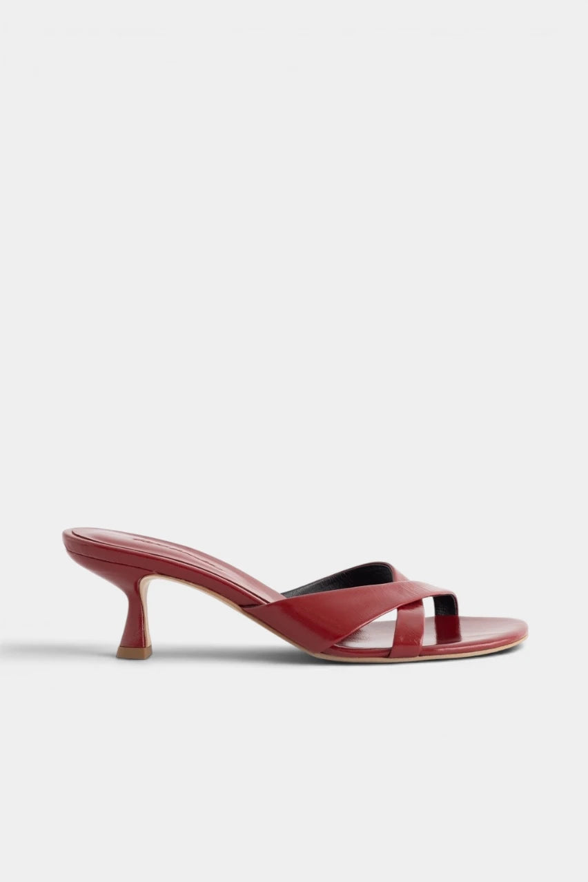Debra red leather clogs