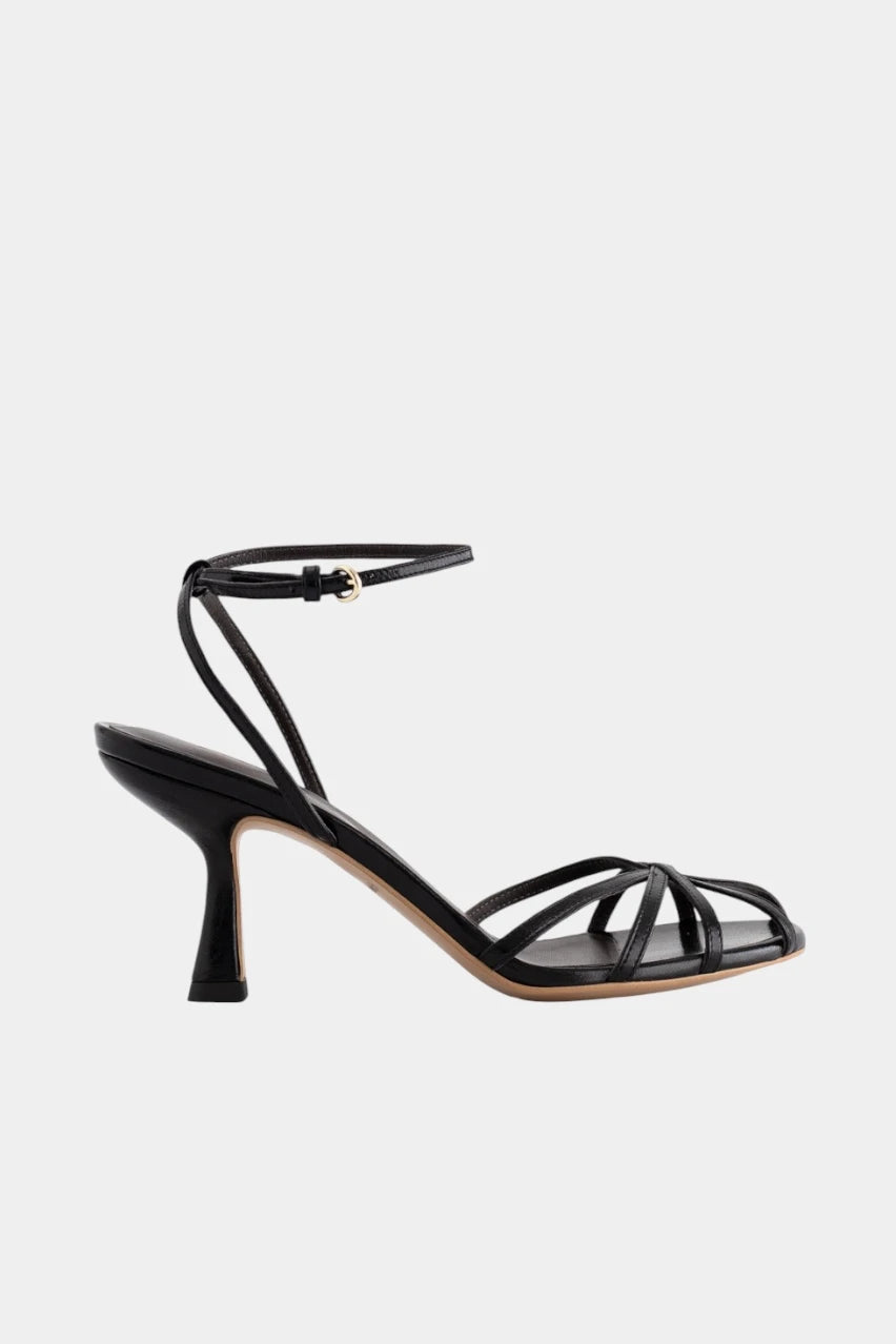 Leona black leather sandals