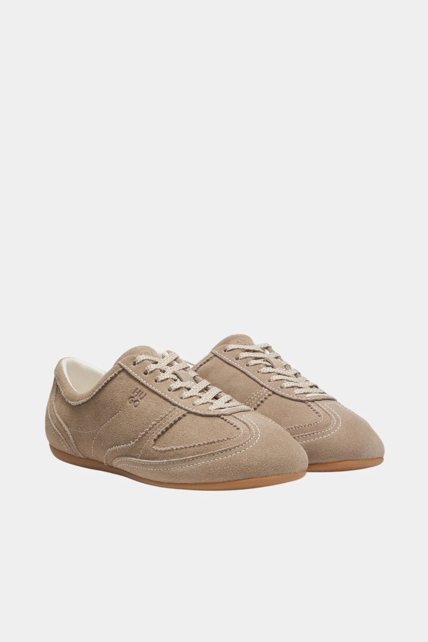 Beige suede low-top sneakers