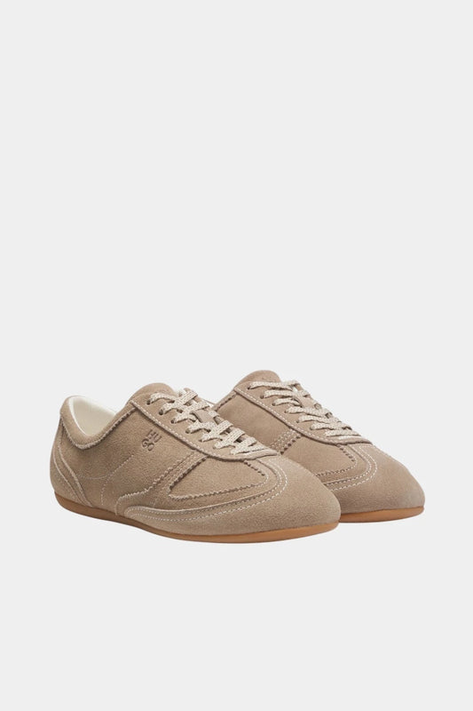Beige suede low-top sneakers