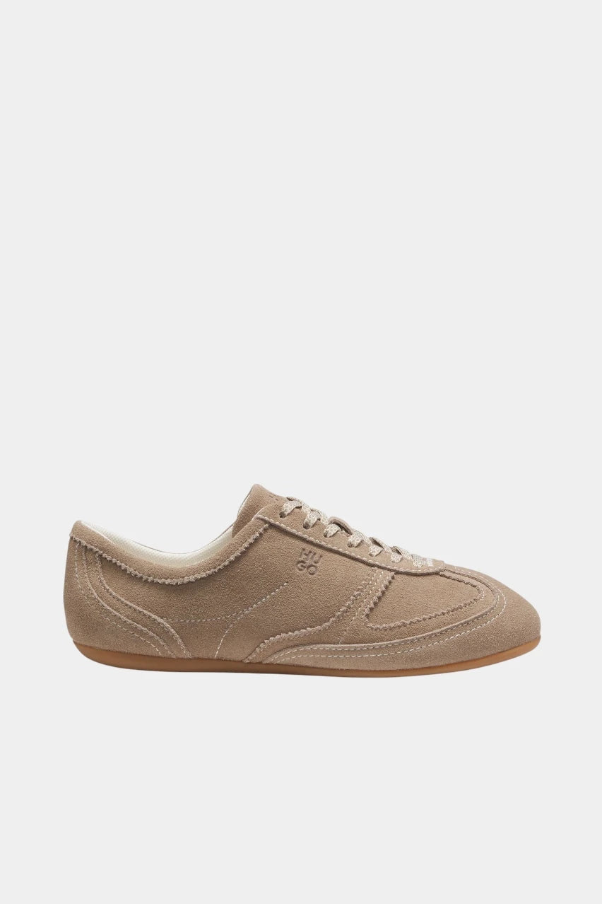 Beige suede low-top sneakers