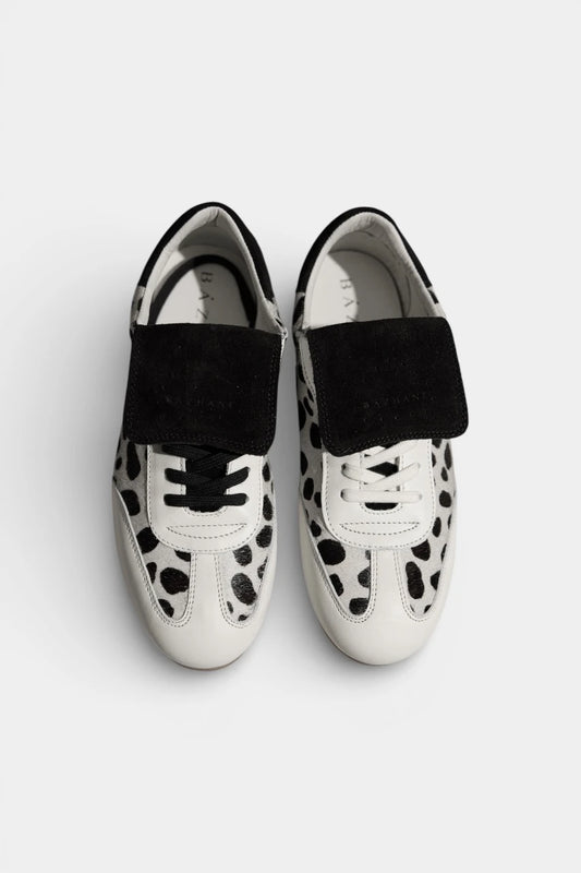 White Nostalgia sneakers with a cow print