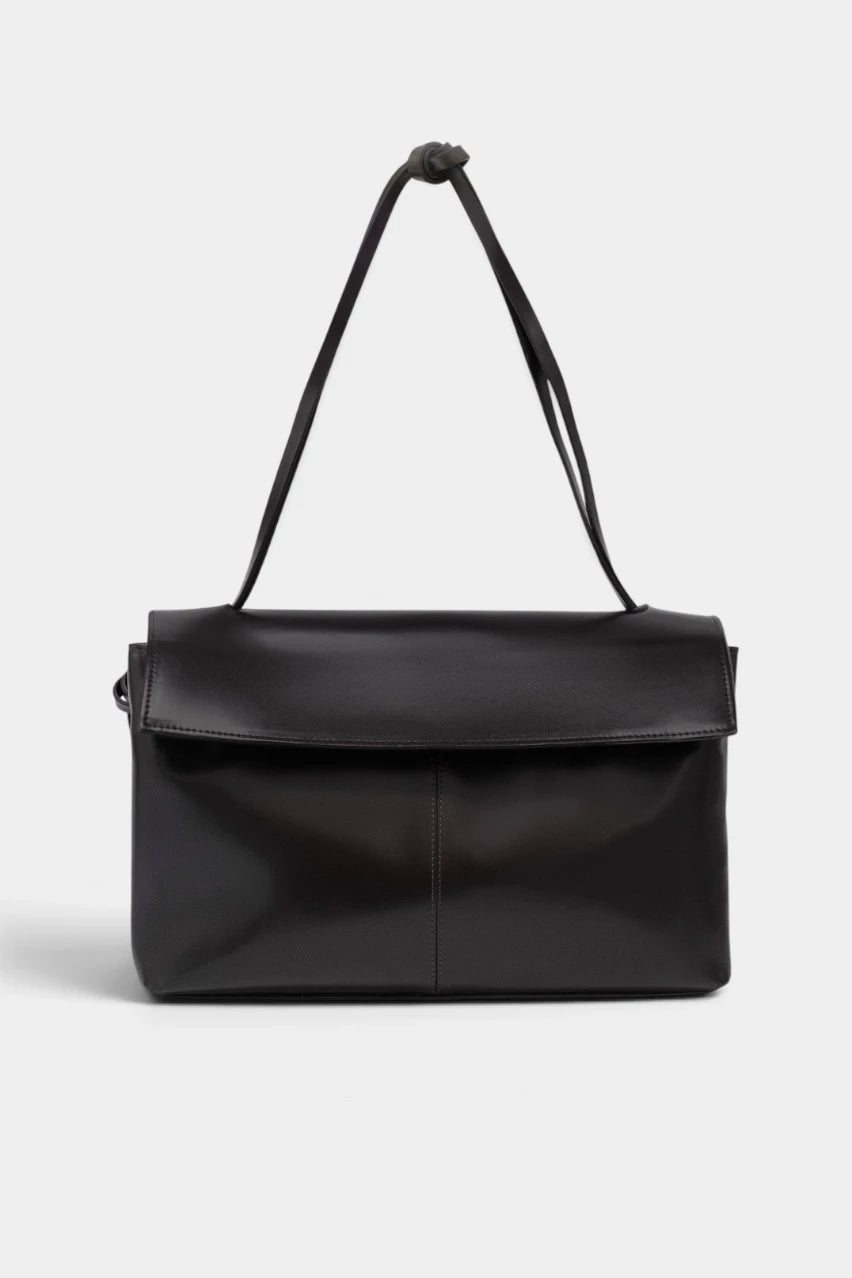 Dark chocolate leather bag