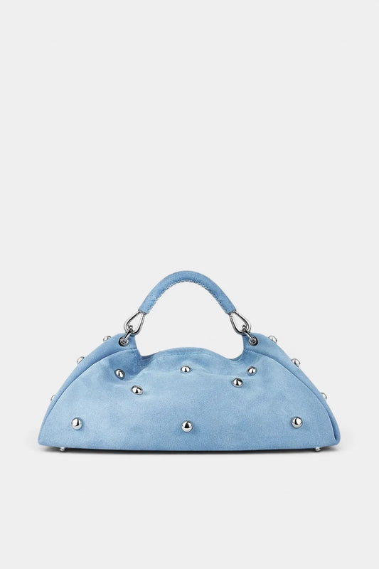 Blue suede Alma bag with hemispheres