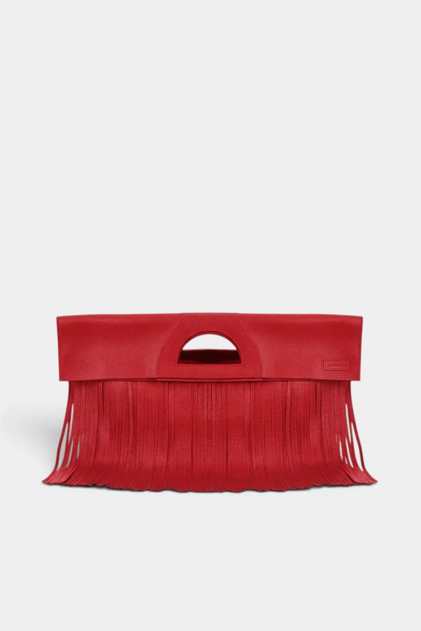 Red leather Rigfringe Mini bag