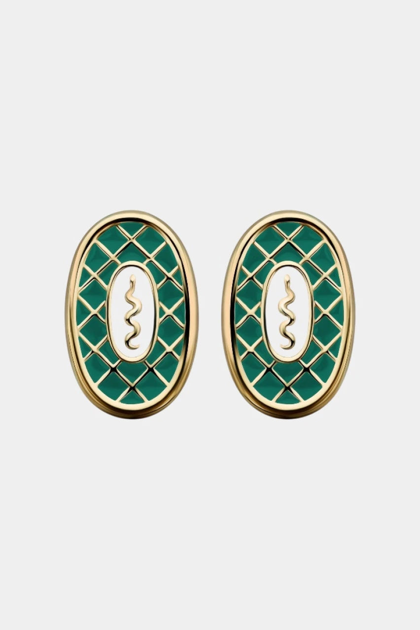 Green "Snake" earrings with gold plating