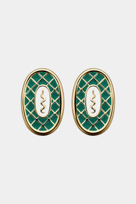 Green "Snake" earrings with gold plating