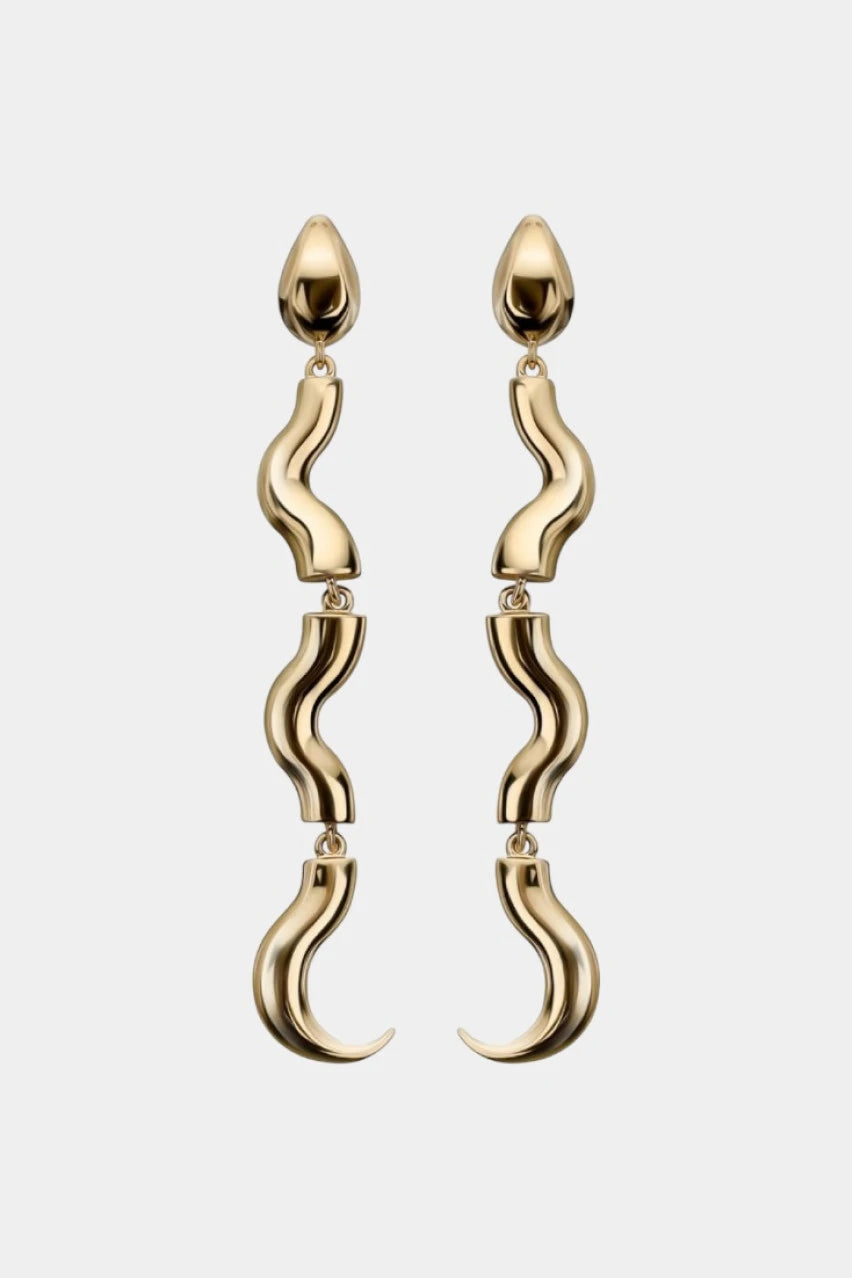 Long gold-plated "Snake" earrings