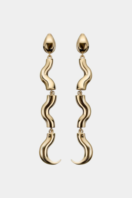 Long gold-plated "Snake" earrings