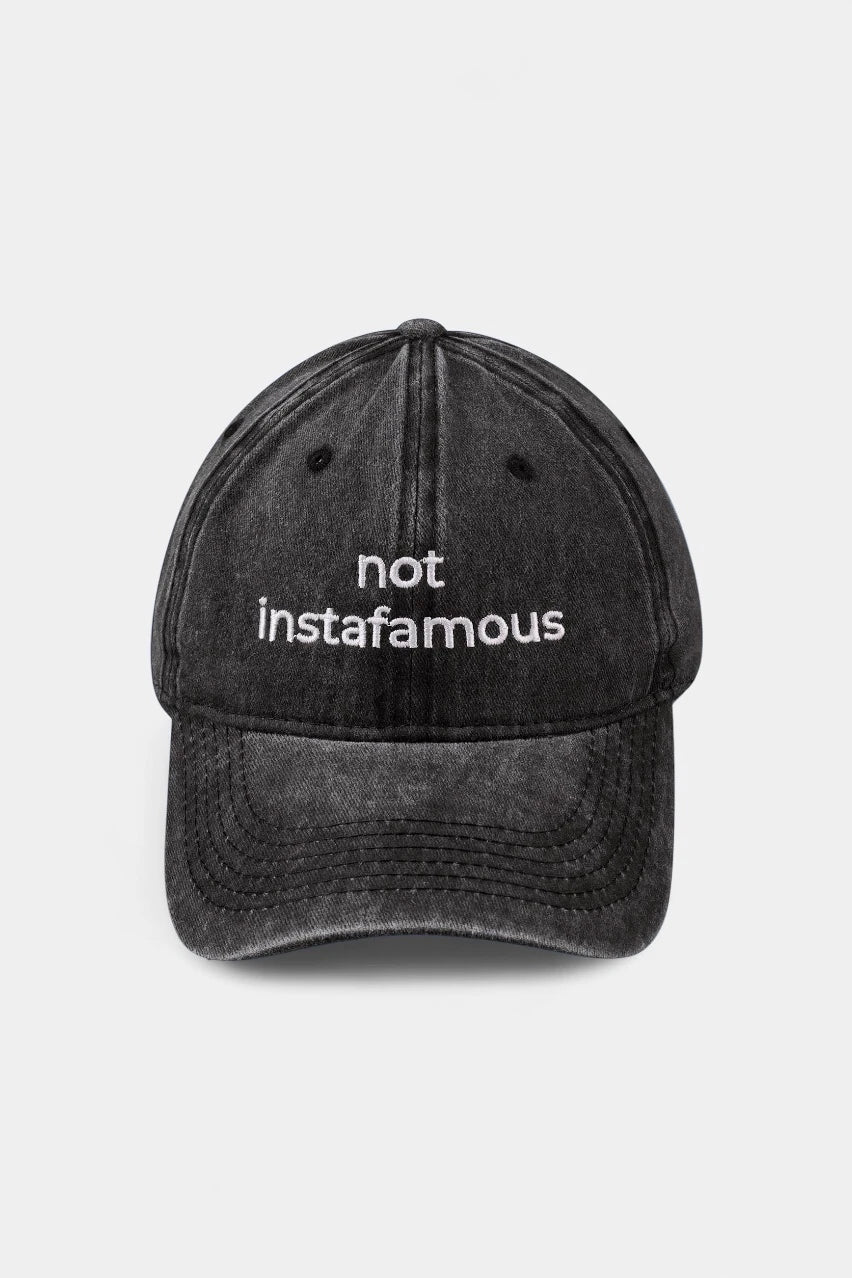 Dark grey "Not Instafamous" denim cap