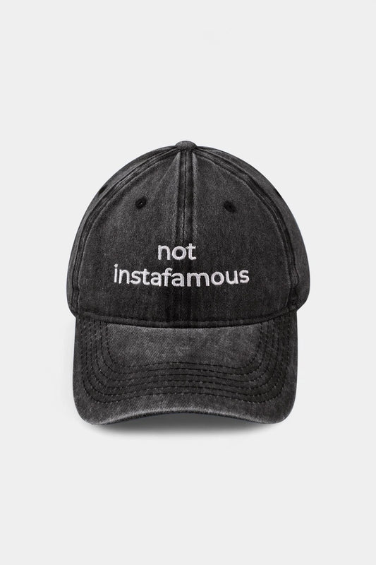 Dark grey "Not Instafamous" denim cap