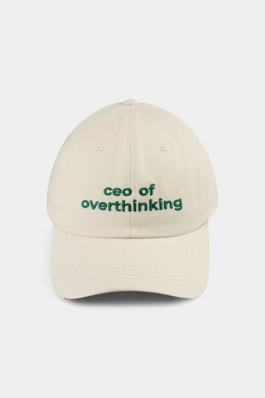 "CEO Of Overthinking" Cream Denim Cap