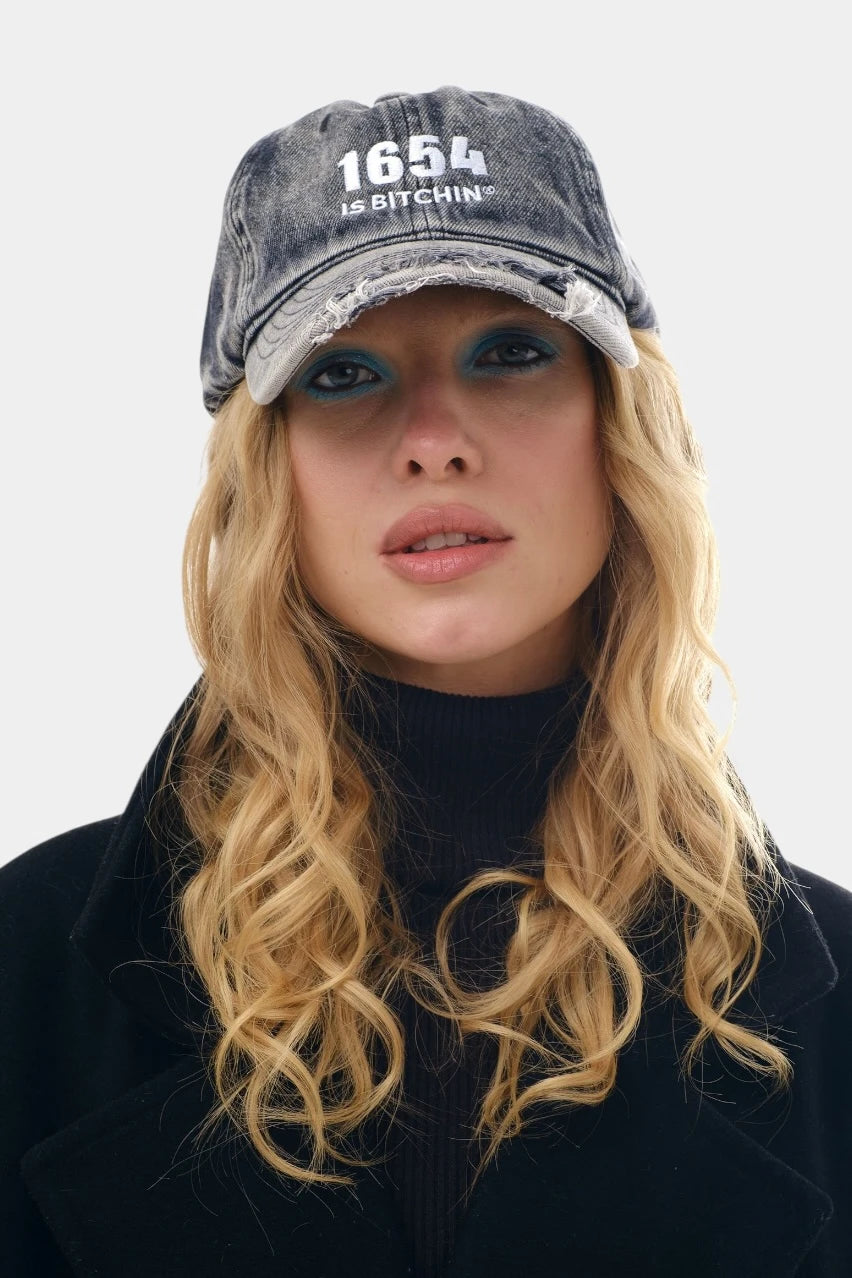 Black denim cap 1654