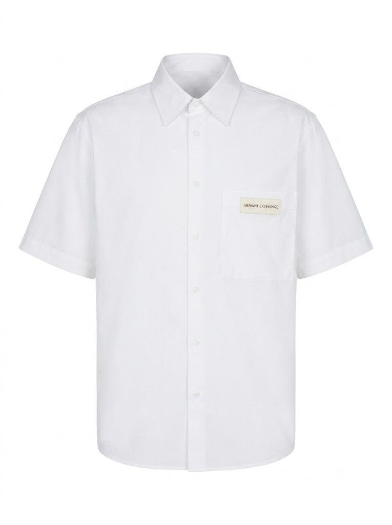 White short-sleeved cotton shirt