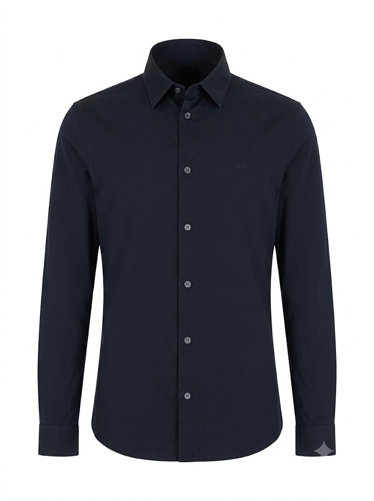 Dark blue cotton and linen shirt