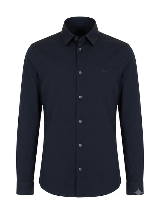 Dark blue cotton and linen shirt