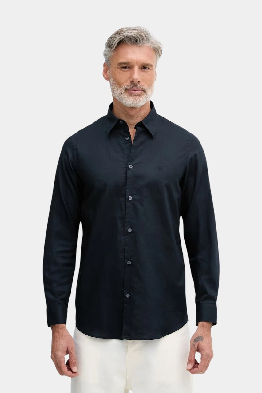 Dark blue cotton and linen shirt