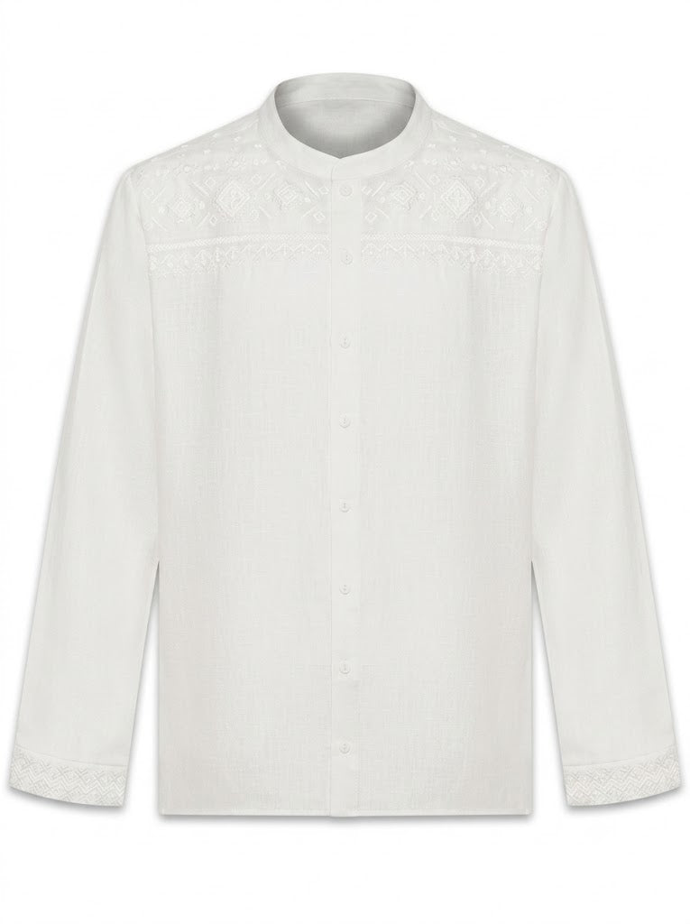 "Siye" white shirt with a light-colored pattern