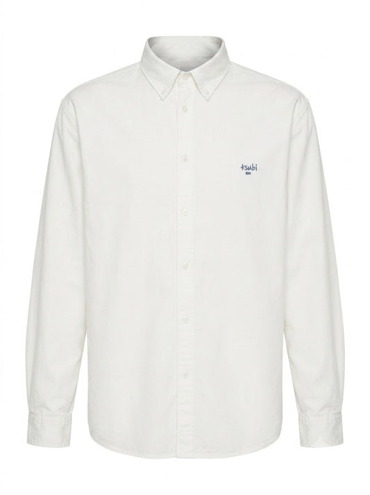 Ksignature Button-Down Long-Sleeve Shirt (Cream/White)