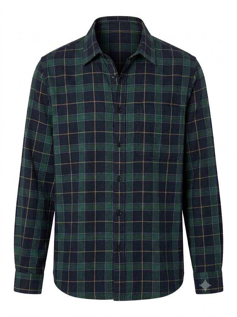 Lenon Check dark blue oversized plaid shirt