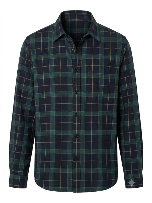 Lenon Check dark blue oversized plaid shirt