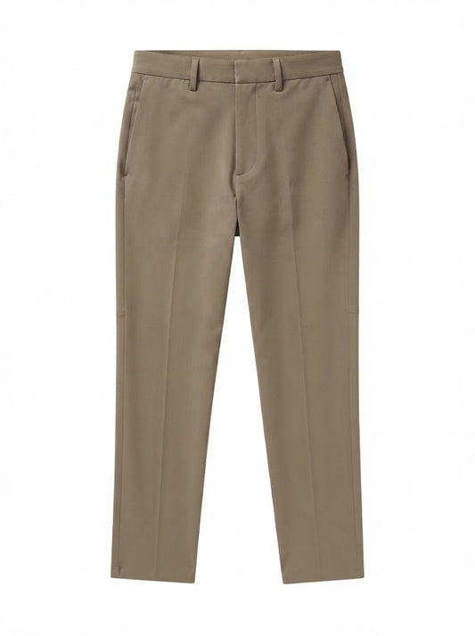 Dark beige slim-fit T_Commuter-Slim trousers in water-repellent fabric