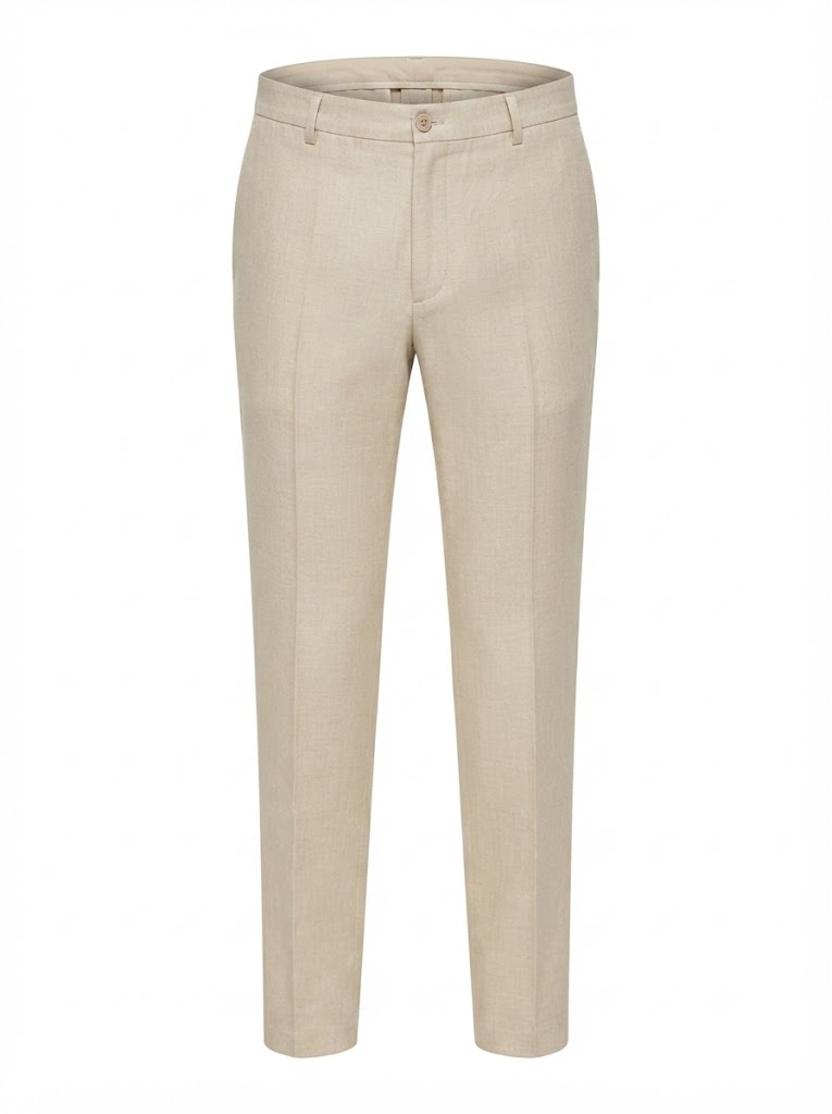 Classic beige linen-viscose trousers