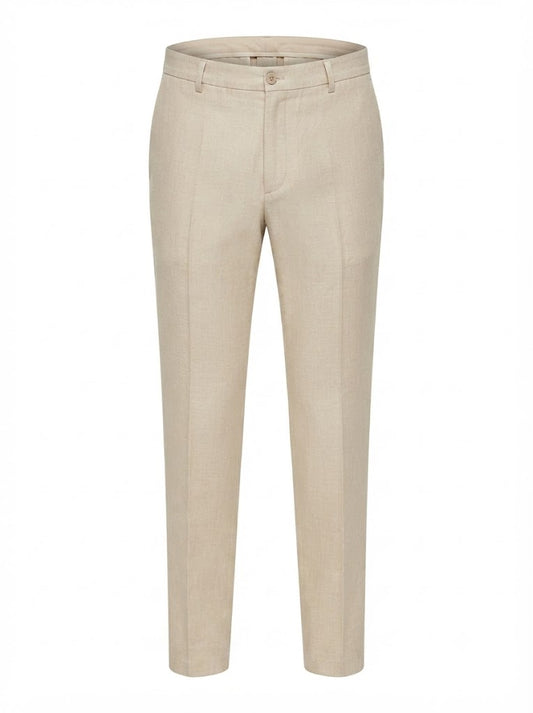 Classic beige linen-viscose trousers