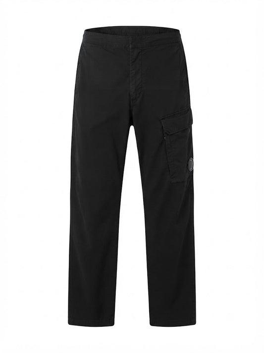 Dark blue cotton-linen blend cargo trousers