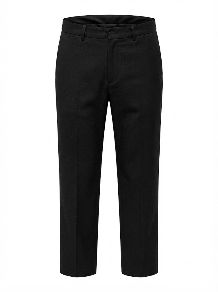 Reece black pleated twill trousers