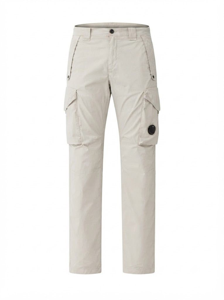 Beige cargo trousers in stretch cotton