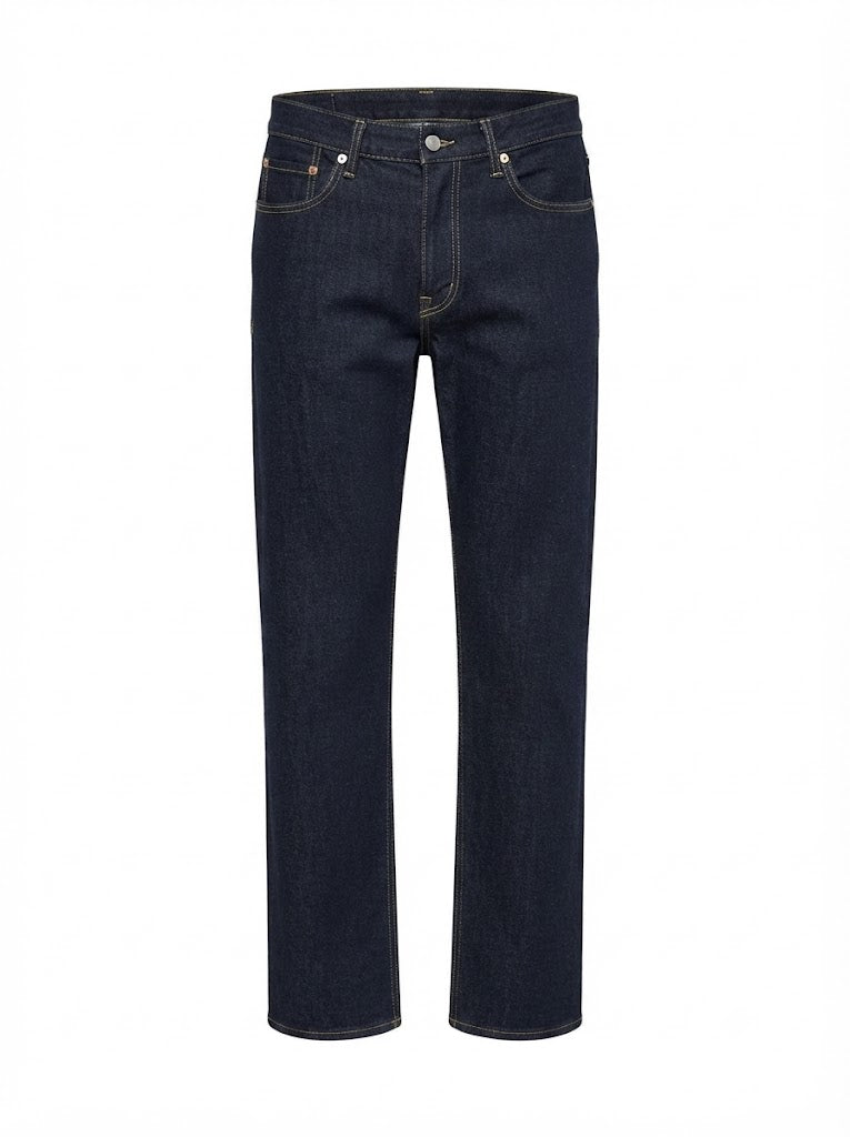 Dark blue straight-leg jeans