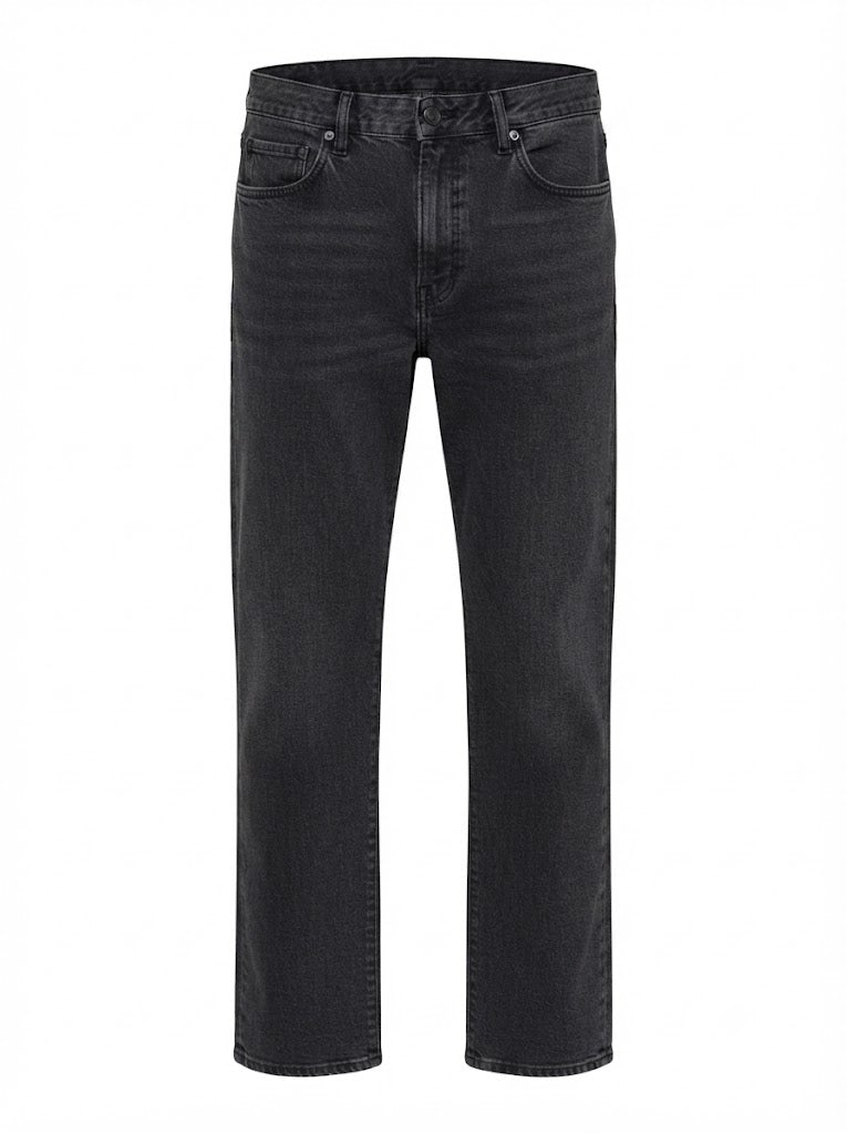 Dark grey fitted jeans in stretch denim
