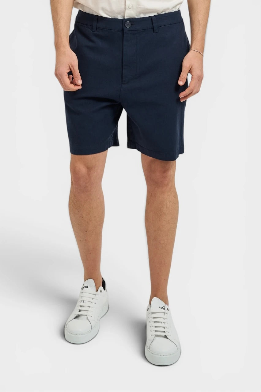 Dark blue cotton and linen shorts