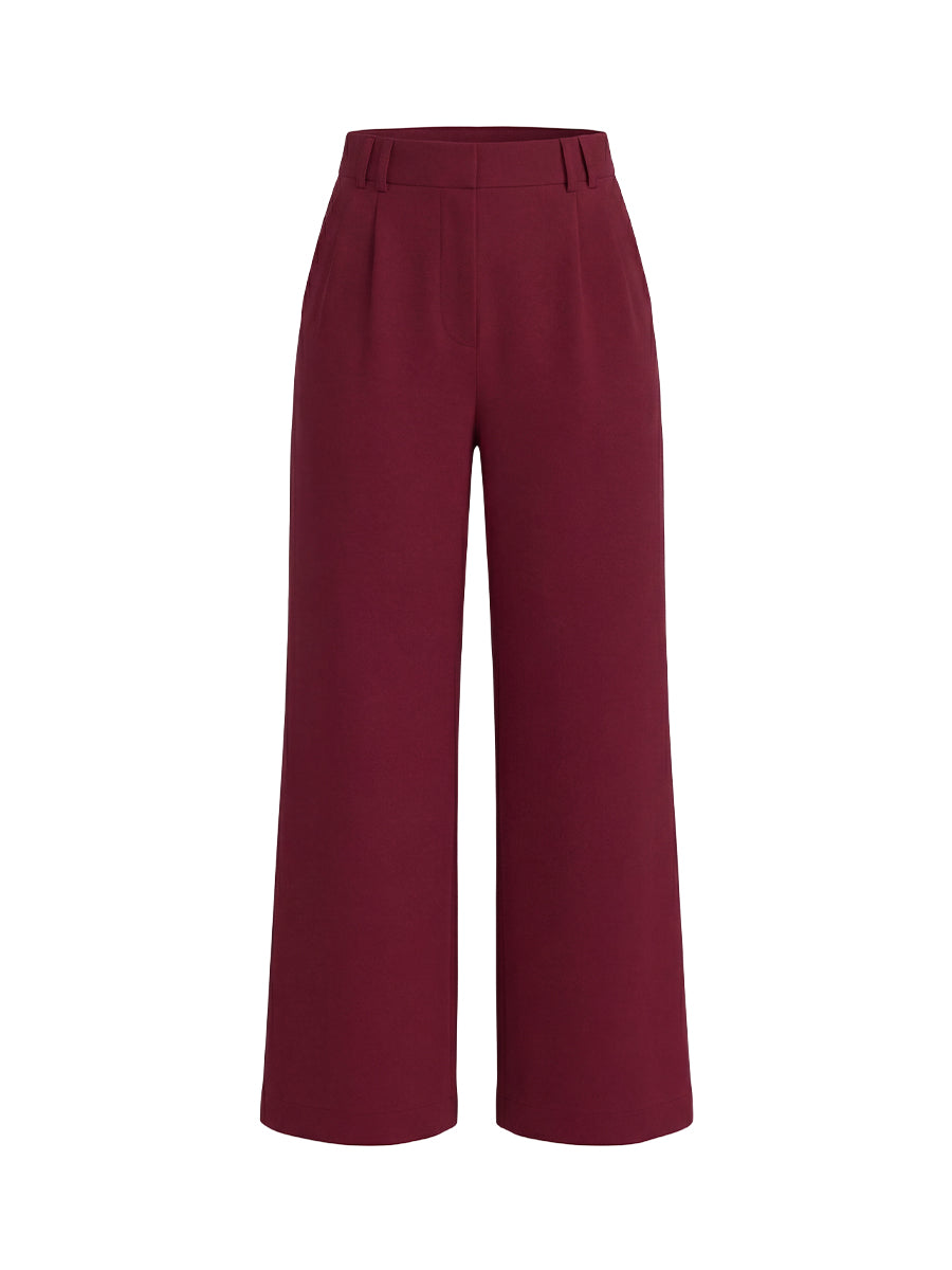 Wide-leg burgundy trousers