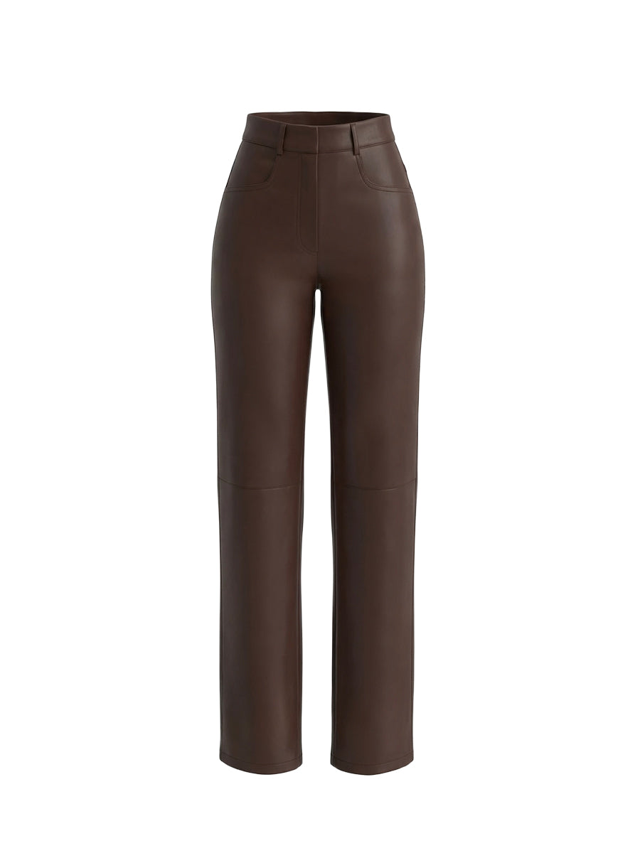 Brown leather trousers