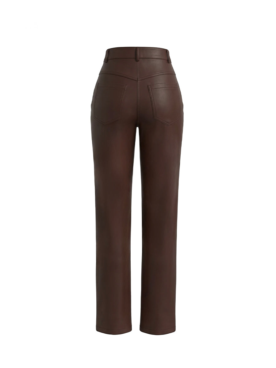 Brown leather trousers
