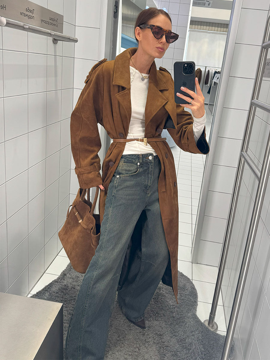 Straight-cut grey-brown jeans with knee darts