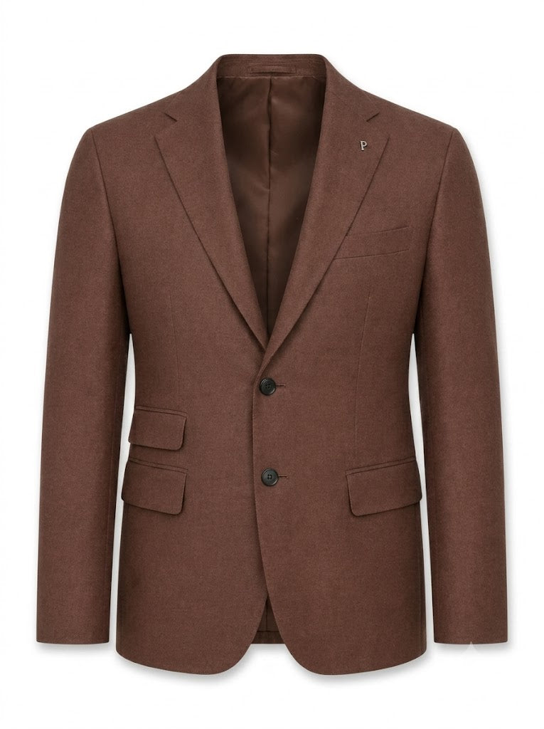 Brown single-breasted linen blazer