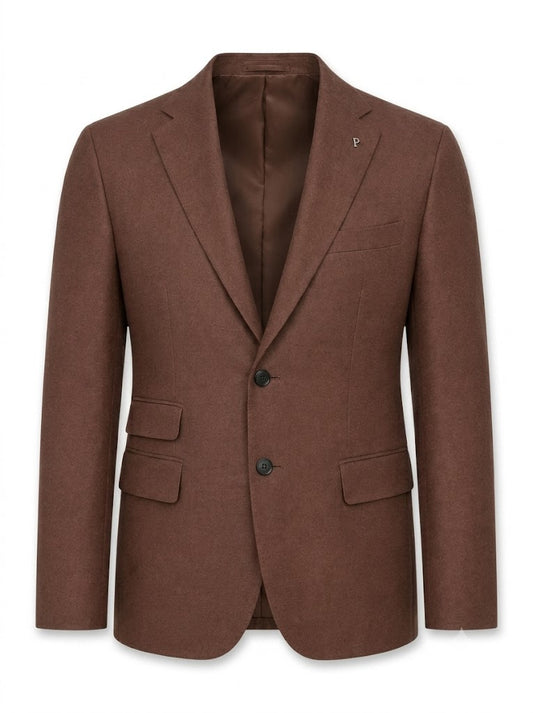 Brown single-breasted linen blazer
