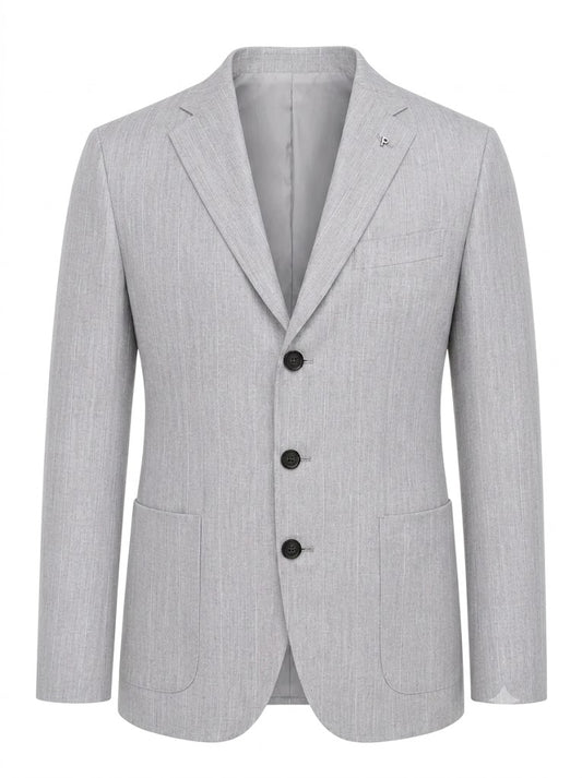 Grey linen single-breasted blazer