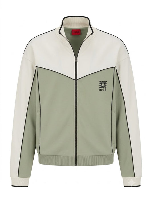 Darynt green cotton-blend zip-up sweatshirt