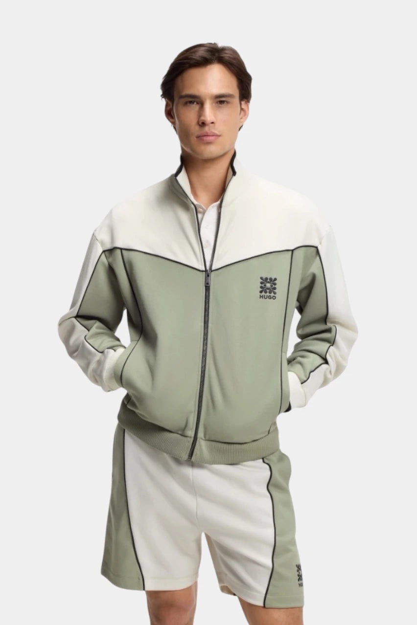 Darynt green cotton-blend zip-up sweatshirt