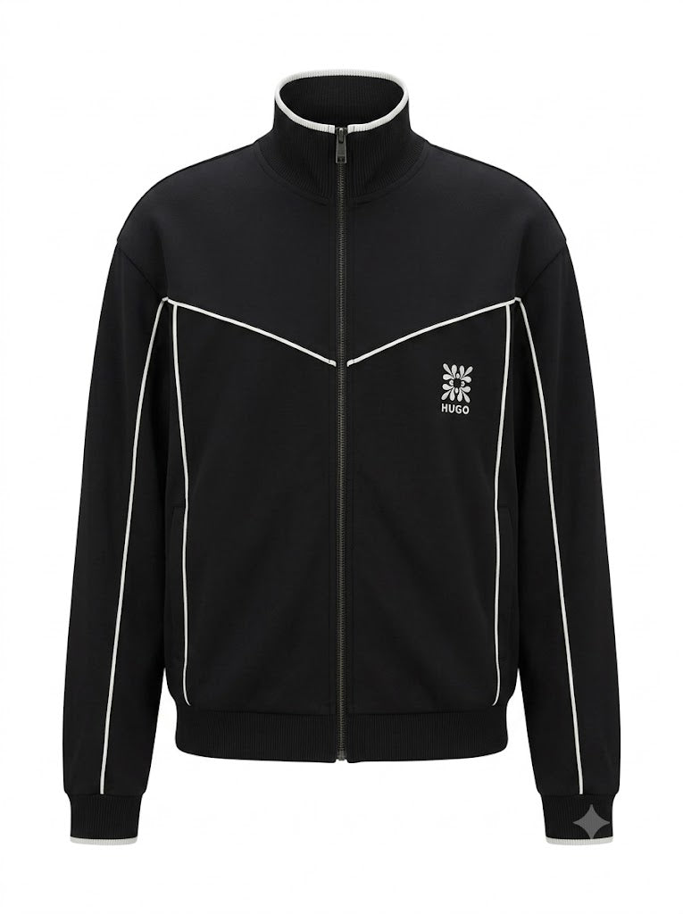 Darynt black cotton-blend zip-up sweatshirt