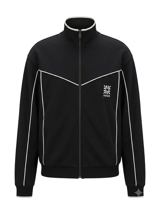 Darynt black cotton-blend zip-up sweatshirt