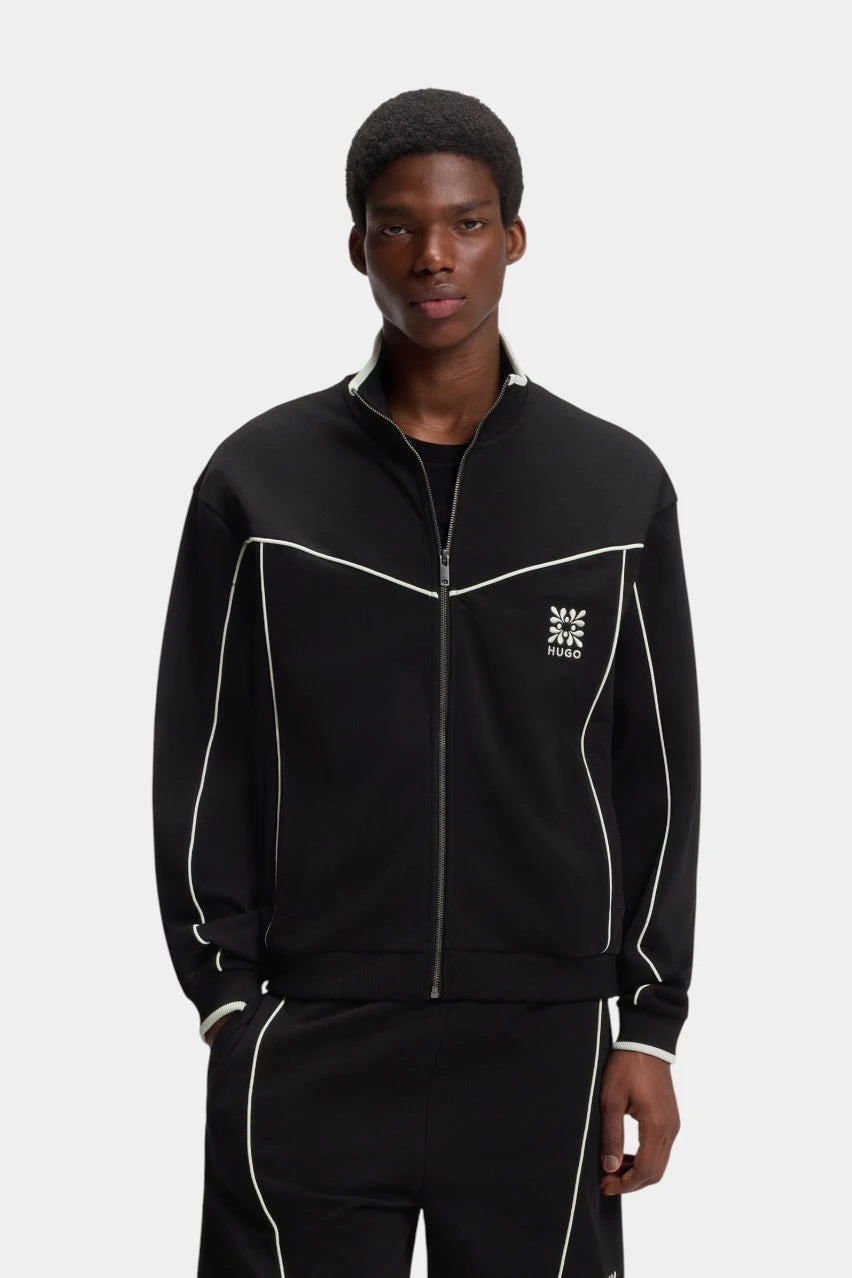 Darynt black cotton-blend zip-up sweatshirt