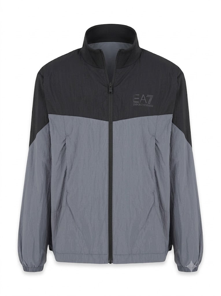 Black and grey Athletic Colour Block windbreaker in technical fabric